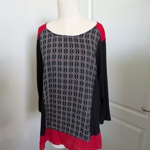 Chico's Black and Red Geometric Blouse